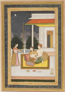 مشهد الحب على الشرفة في الليل ، c1790 بواسطة غير معروف