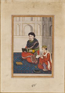 رجل ، من المحتمل أن يكون الملا ، يقرأ مع كاتب ، القرن التاسع عشر بواسطة غير معروف