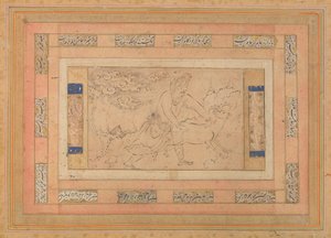 رجل مع رام ، فوليو من ألبوم بيليني ، كاليفورنيا. 1600. بواسطة غير معروف
