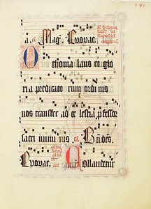 ورقة مخطوطة ، من Antiphonary ، ألماني ، الربع الثاني من القرن الخامس عشر. بواسطة غير معروف