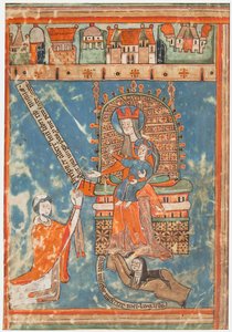 ورقة مخطوطة مع إهداء كتاب للعذراء ، كاليفورنيا. 1400. بواسطة غير معروف