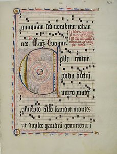 ورقة مخطوطة تحمل الحرف الأول C ، من Antiphonary ، ألماني ، الربع الثاني من القرن الخامس عشر. بواسطة غير معروف