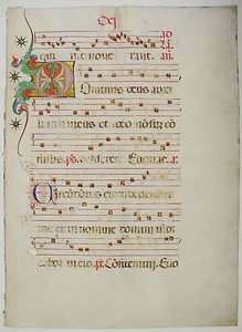 ورقة مخطوطة تحمل الحرف الأول D ، من Antiphonary ، الإيطالي ، القرن الخامس عشر. بواسطة غير معروف