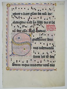 ورقة مخطوطة تحمل الحرف الأول S ، من Antiphonary ، ألماني ، الربع الثاني من القرن الخامس عشر. بواسطة غير معروف