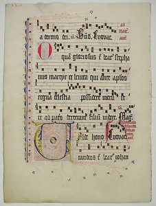 ورقة مخطوطة عليها الحرف الأول ، من Antiphonary ، ألماني ، الربع الثاني من القرن الخامس عشر. بواسطة غير معروف