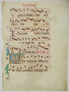 ورقة مخطوطة تحمل الحرف الأول من الحرف V ، من Antiphonary ، الإيطالي ، القرن الخامس عشر. بواسطة غير معروف