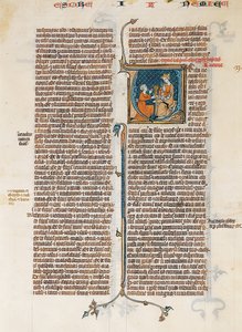 ورقة مخطوطة مع افتتاح كتاب نحميا ، من الكتاب المقدس ، بالفرنسية ، كاليفورنيا. 1280-1300. بواسطة غير معروف