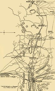 خريطة توضح الانتقال شرقاً من Eerstefabrieken إلى Middelburg ، 1901. بواسطة غير معروف