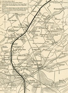 خريطة توضح عمليات الجيش الأول ... ، الحرب العالمية الأولى ، 1915 ، c1920. بواسطة غير معروف