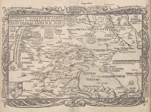 خريطة روسيا من: التعليق .. Moscoviticarum ، 1556 بواسطة غير معروف