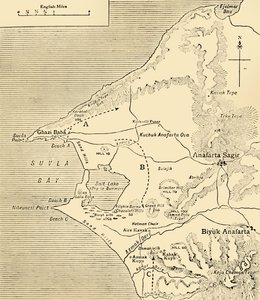 خريطة خليج سوفلا ، شبه جزيرة جاليبولي ، الحرب العالمية الأولى ، 1915 ، c1920. بواسطة غير معروف