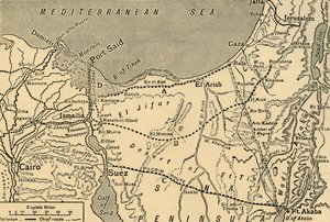 خريطة الهجوم التركي على قناة السويس ، مصر ، الحرب العالمية الأولى ، 1915 م ، 1920 م. بواسطة غير معروف