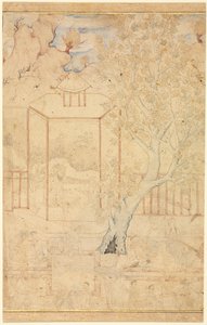 ماجستير والتلميذ في Garden Pavillion ، صفحة واحدة التوضيح ، ج. 1570-1590. بواسطة غير معروف