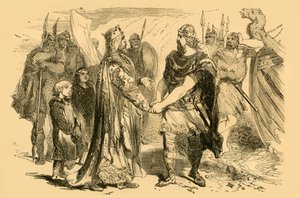 اجتماع إدموند أيرونسايد وكانوت ، في جزيرة ألني ، في سيفرن ، c1890. بواسطة غير معروف
