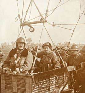 الرجال في سلة بالون المراقبة ، c1914-c1918 بواسطة غير معروف
