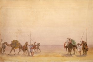 رجال بالإبل والخيول ، جزء من بانوراما لندن إلى هونج كونج بواسطة غير معروف