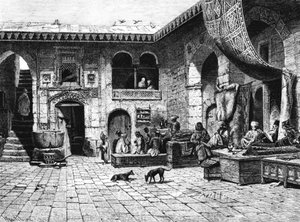 تجار السجاد إلى كوخ خان البلد ، 1880 بواسطة غير معروف
