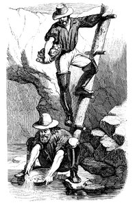 عمال المناجم يبحثون عن الذهب خلال كاليفورنيا كاليفورنيا راش ، 1849 بواسطة غير معروف