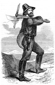 منقب التعدين في حقول الذهب في كاليفورنيا ، 1853 بواسطة غير معروف