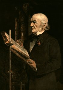السيد غلادستون يقرأ الدرس في كنيسة هاواردين ، c1890s بواسطة غير معروف