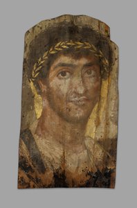 صورة مومياء لرجل يرتدي إكليل الغار ، الفيوم ، أوائل القرن الثاني وحتى منتصفه. بواسطة غير معروف