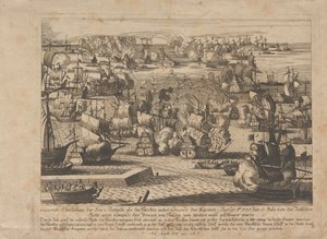معركة بحرية بين الأسطول الروسي والعثماني في 13 يوليو 1788 ، 1788. بواسطة غير معروف