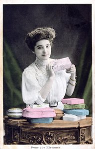هدية العام الجديد ، بطاقة بريدية فرنسية ، c1900 بواسطة غير معروف