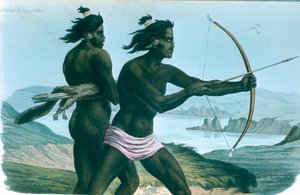 هنود أمريكا الشمالية في سان فرانسيسكو يصطادون بالأقواس والسهام ، c1840 بواسطة غير معروف