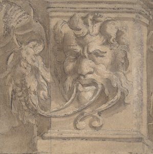 تصميم تزييني بقناع عتيق الطراز ، 1550-1600. بواسطة غير معروف