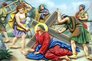 كنيسة سيدة فاطيما. طريق الصليب. المحطة 7. يسوع يسقط للمرة الثانية. مدينة هو تشي مينه. فيتنام بواسطة غير معروف