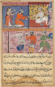 صفحة من حكايات ببغاء توتي ناما: الليلة الثامنة: عاد الأمير إلى المكان ... ، ج. 1560 بواسطة غير معروف