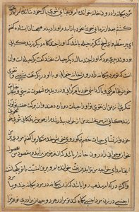 صفحة من حكايات ببغاء توتي ناما: صفحة نصية ، ج. 1560. بواسطة غير معروف
