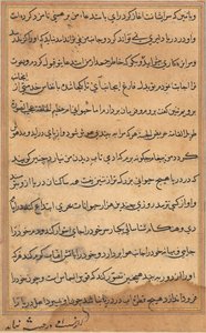 صفحة من حكايات ببغاء توتي ناما: صفحة نصية ، ج. 1560. بواسطة غير معروف