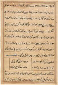 صفحة من حكايات ببغاء توتي ناما: صفحة نصية ، ج. 1560. بواسطة غير معروف