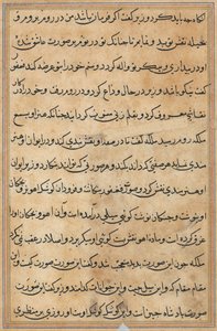 صفحة من حكايات ببغاء توتي ناما: صفحة نصية ، ج. 1560. بواسطة غير معروف