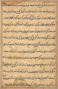 صفحة من حكايات ببغاء توتي ناما: صفحة نصية ، ج. 1560. بواسطة غير معروف