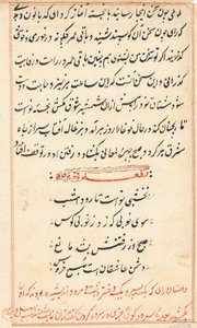 صفحة من حكايات ببغاء توتي ناما: صفحة نصية ، ج. 1560. بواسطة غير معروف