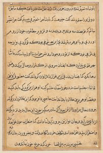 صفحة من حكايات ببغاء توتي ناما: صفحة نصية ، ج. 1560. بواسطة غير معروف