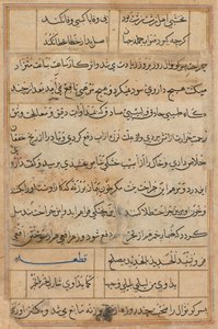 صفحة من حكايات ببغاء توتي ناما: صفحة نصية ، ج. 1560. بواسطة غير معروف