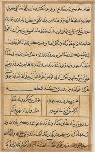 صفحة من حكايات ببغاء توتي ناما: صفحة نصية ، ج. 1560. بواسطة غير معروف