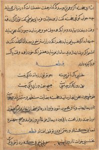 صفحة من حكايات ببغاء توتي ناما: صفحة نصية ، ج. 1560. بواسطة غير معروف