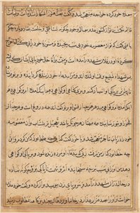 صفحة من حكايات ببغاء توتي ناما: صفحة نصية ، ج. 1560. بواسطة غير معروف