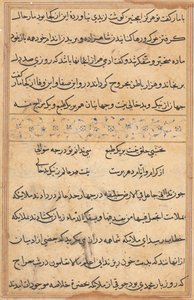 صفحة من حكايات ببغاء توتي ناما: صفحة نصية ، ج. 1560. بواسطة غير معروف