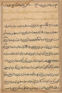 صفحة من حكايات ببغاء توتي ناما: صفحة نصية ، ج. 1560. بواسطة غير معروف