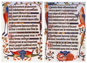 صفحة من النص المصور من Luttrell Psalter ، c1300-c1340 ، c1900-1920 بواسطة غير معروف