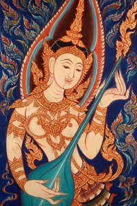 لوحة تظهر apsara تعزف الموسيقى ، Lecce ، Italie بواسطة غير معروف