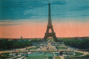 بانوراما Jardins du Trocadéro وبرج إيفل ، باريس ، c1920 بواسطة غير معروف