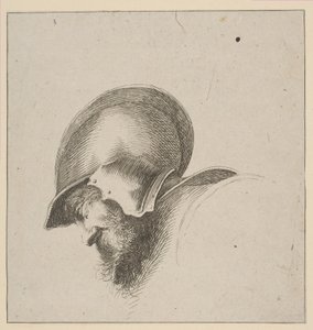 اللوحة 10: رأس جندي ، من أساسيات الرسم I Principii del disegno ، بعد عام 1641. بواسطة غير معروف