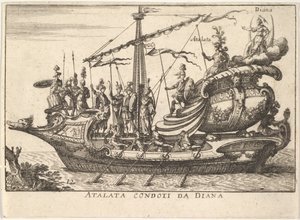 اللوحة 12: أتالانتا بقيادة ديانا أتالاتا كوندوتي دا ديانا ، برفقة المحاربين ، 1664. بواسطة غير معروف