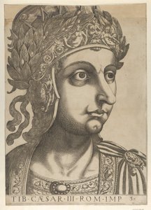 اللوحة 3: استدار تيبيريوس إلى اليمين ، من كتاب "القياصرة الاثنا عشر" ، 1610-40. بواسطة غير معروف